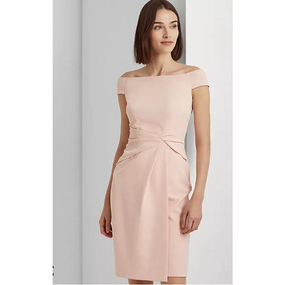 LAUREN RALPH LAUREN Crepe Off-the-Shoulder Dress Size 10 - Picture 4 of 6